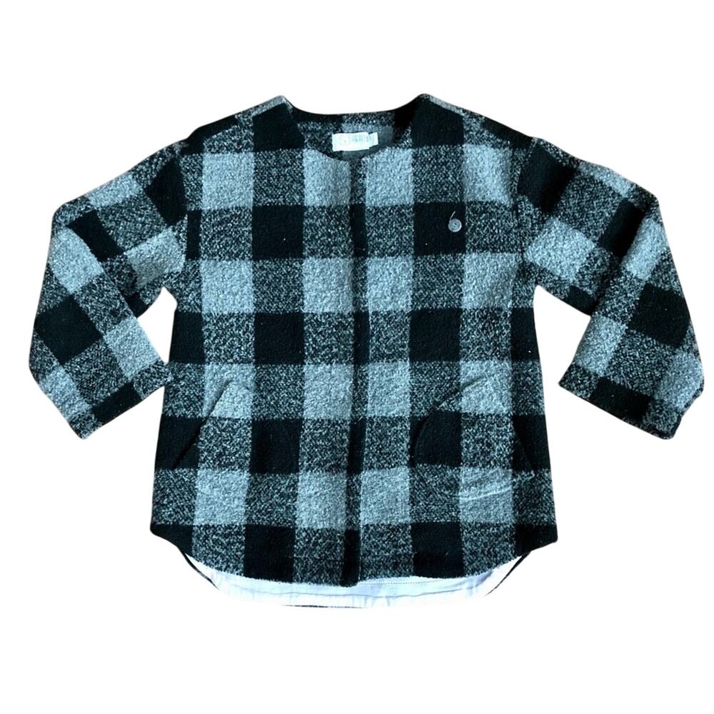 Elle Baby Plaid Buffalo Check Button Down Peacoat Black and Gray Girl’s Size 6/7